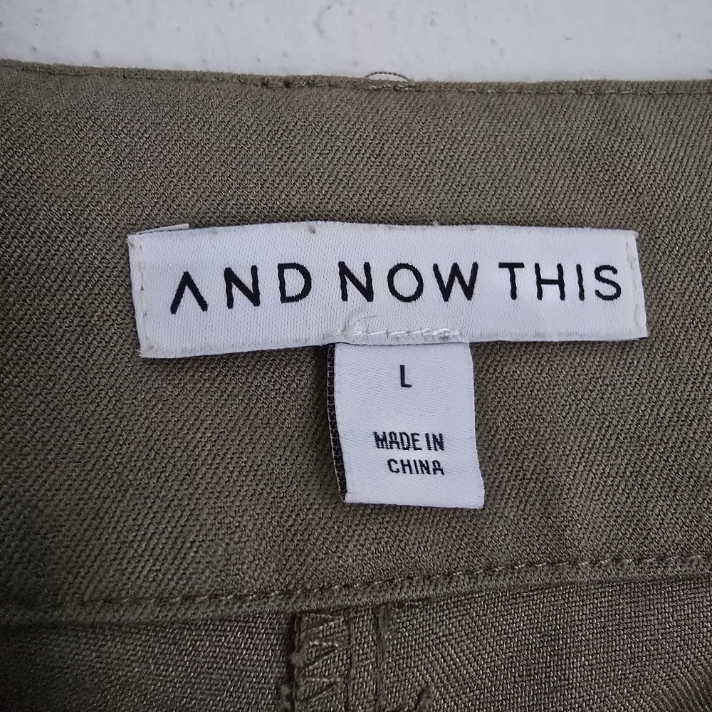 And Now This Olive Green Wide Leg Cargo Pants Large - Picture 8 of 15